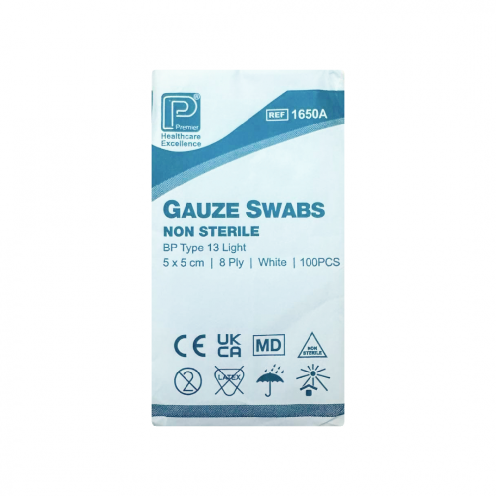 Gauze Swabs - 8 Ply - 5cm x 5cm (100 Pack)